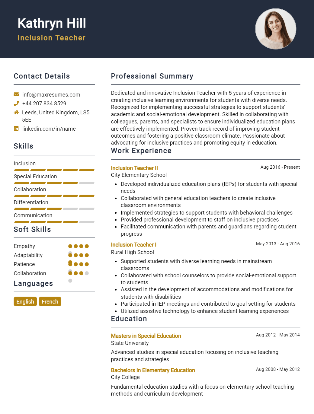 inclusion-teacher-resume-sample