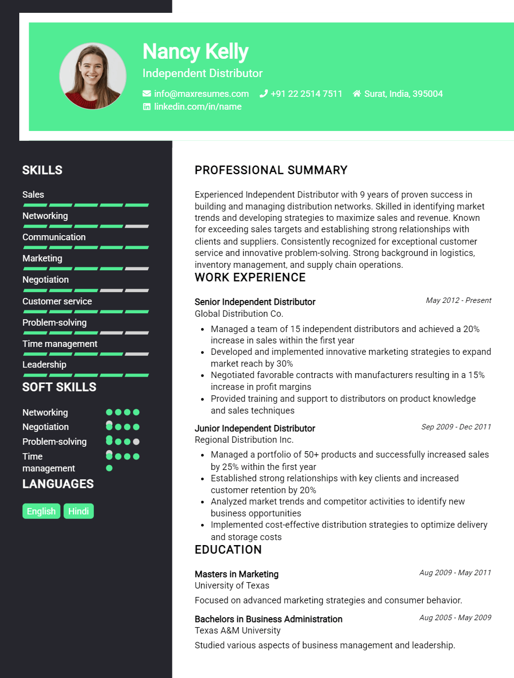 independent-distributor-resume-sample