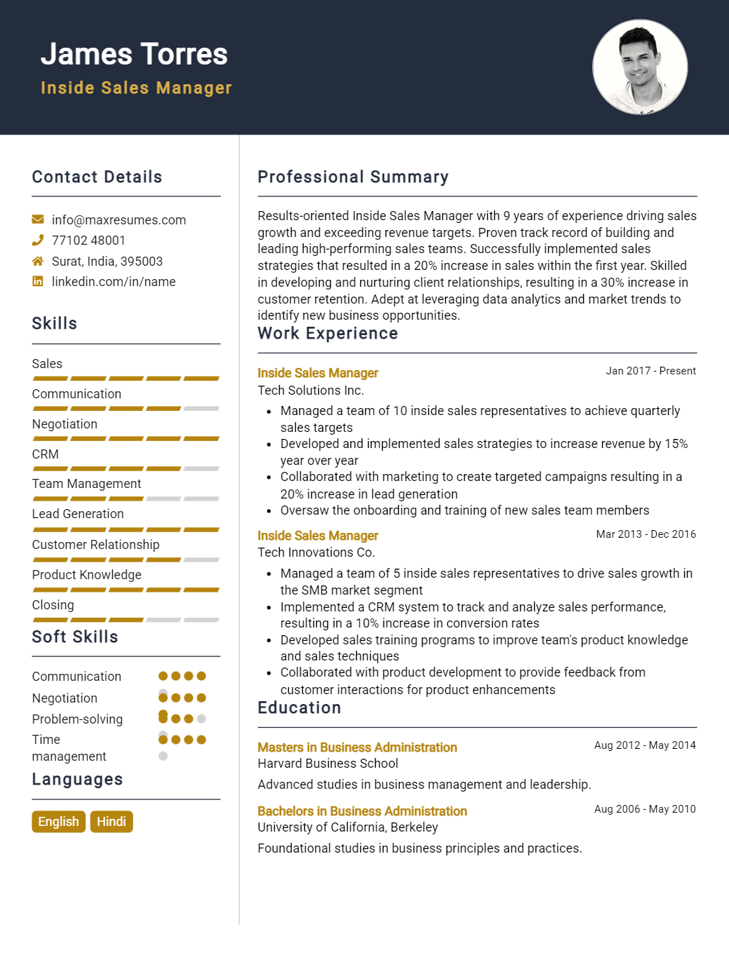 inside-sales-manager-resume-sample
