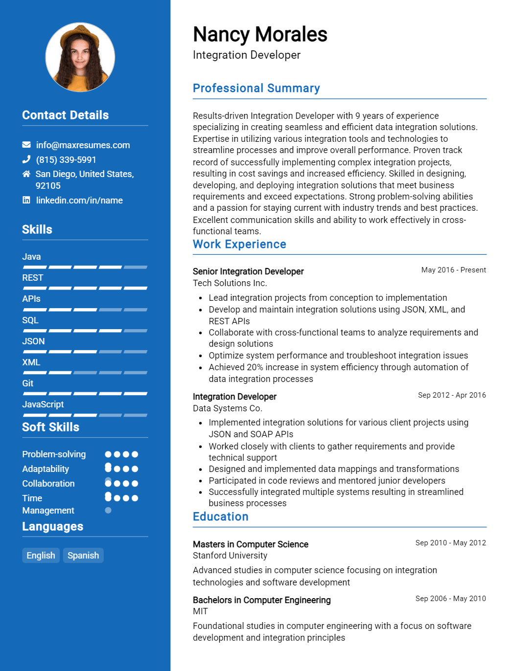 integration-developer-resume-sample