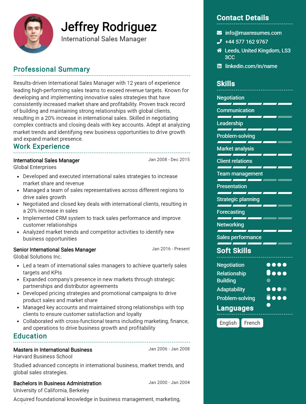 international-sales-manager-resume-sample
