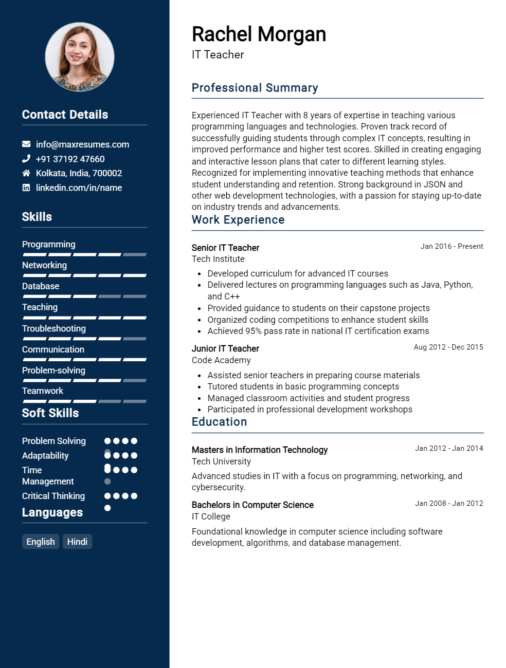 it-teacher-resume-sample