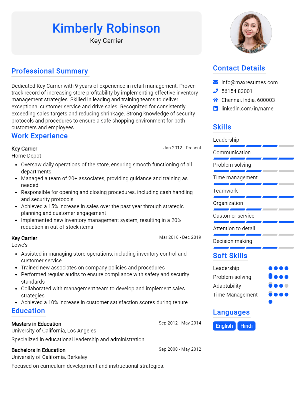 key-carrier-resume-sample