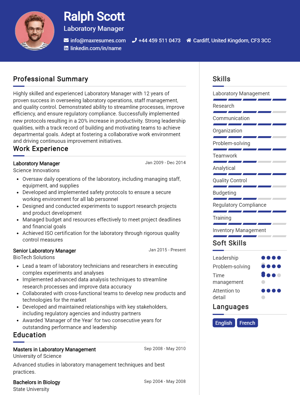 laboratory-manager-resume-sample