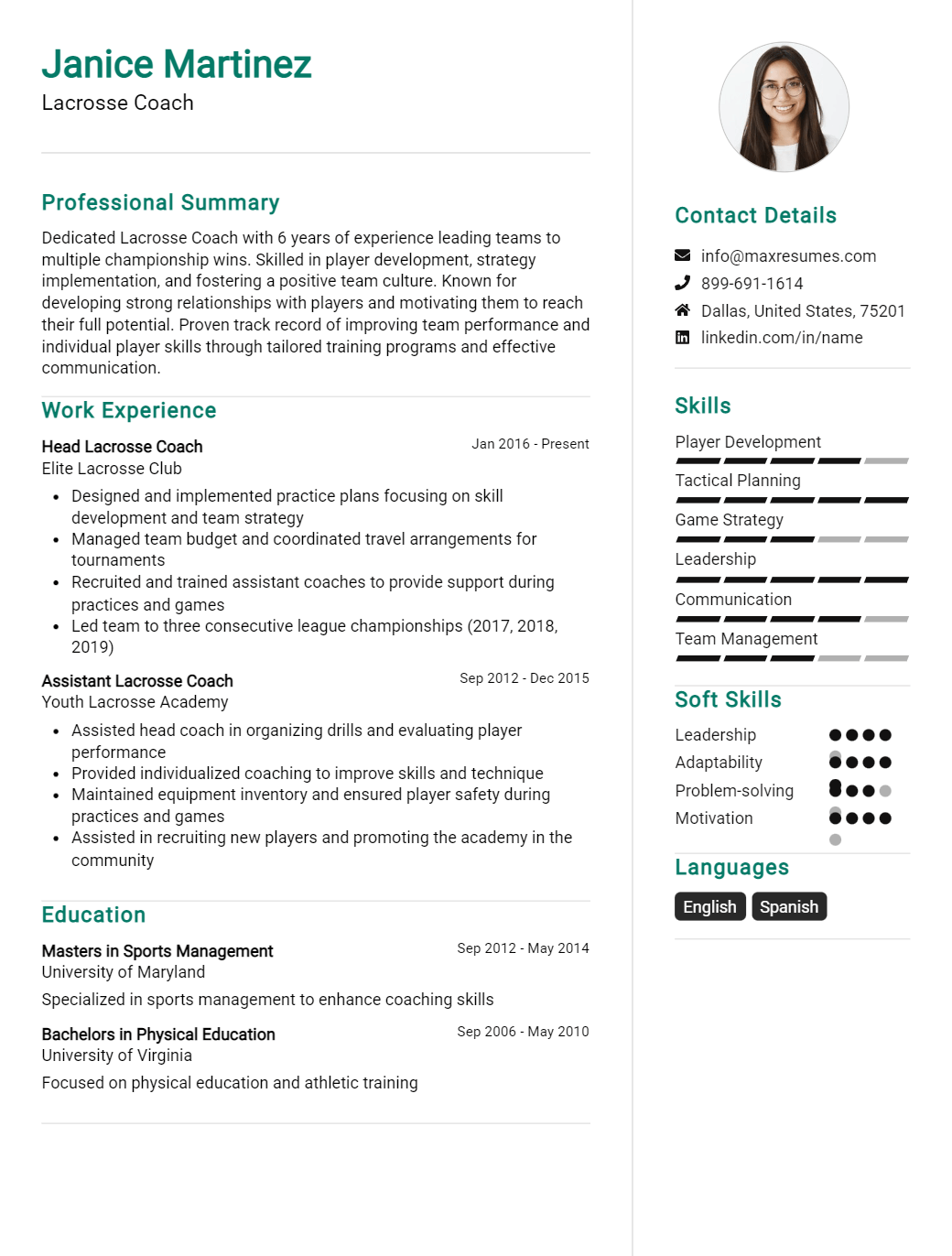 lacrosse-coach-resume-sample