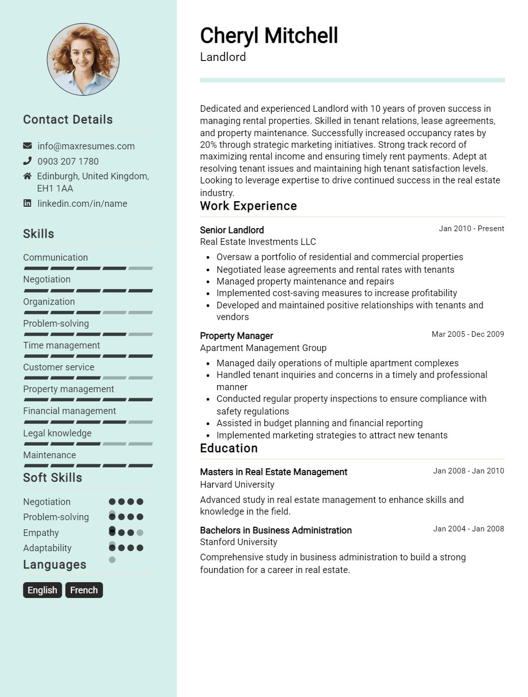 landlord-resume-sample