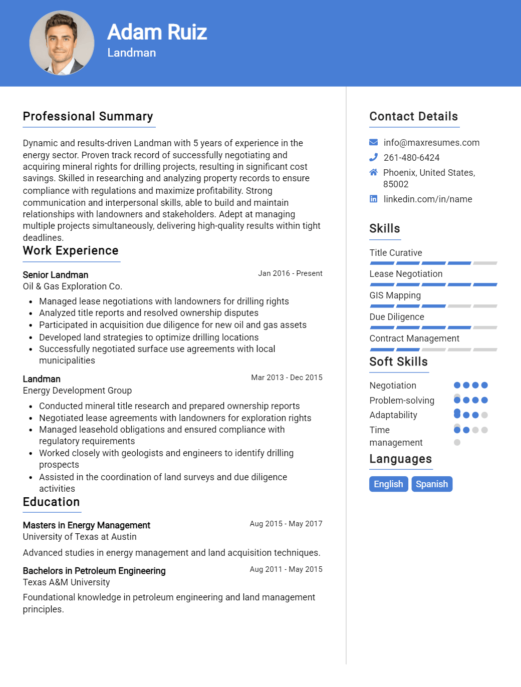 landman-resume-sample