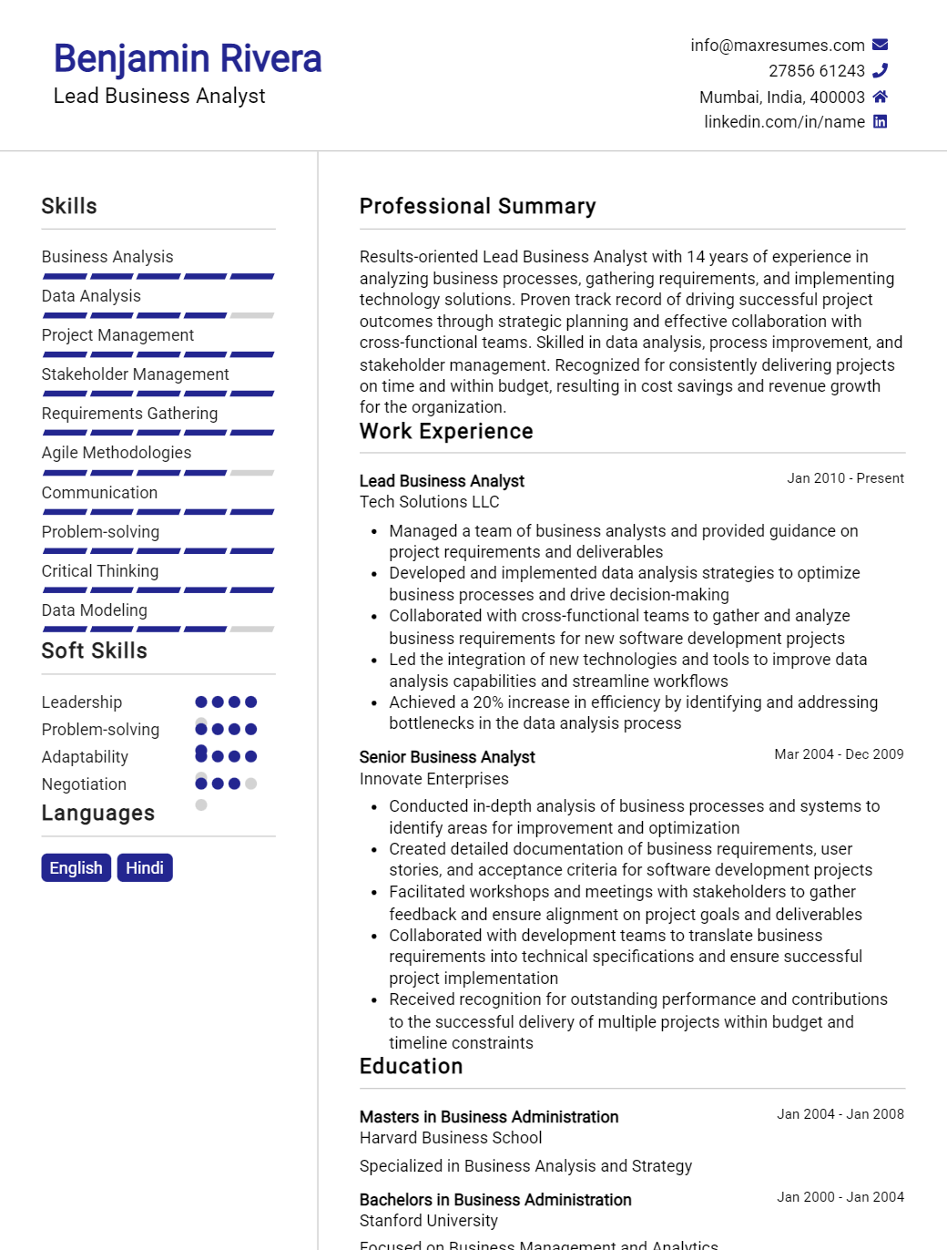 lead-business-analyst-resume-sample
