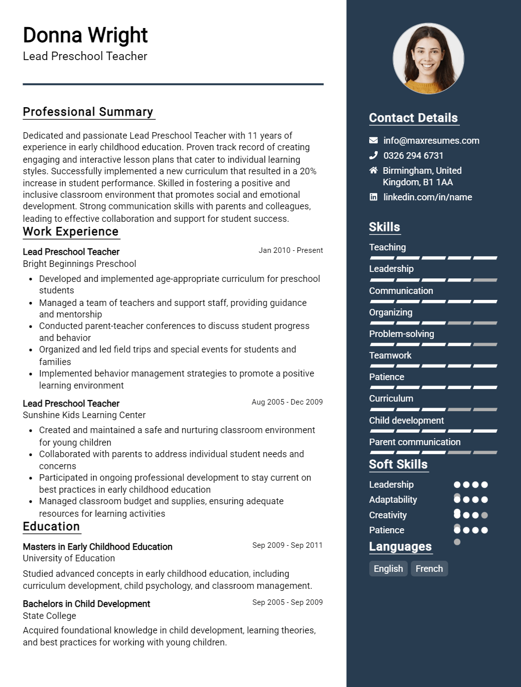 lead-preschool-teacher-resume-sample