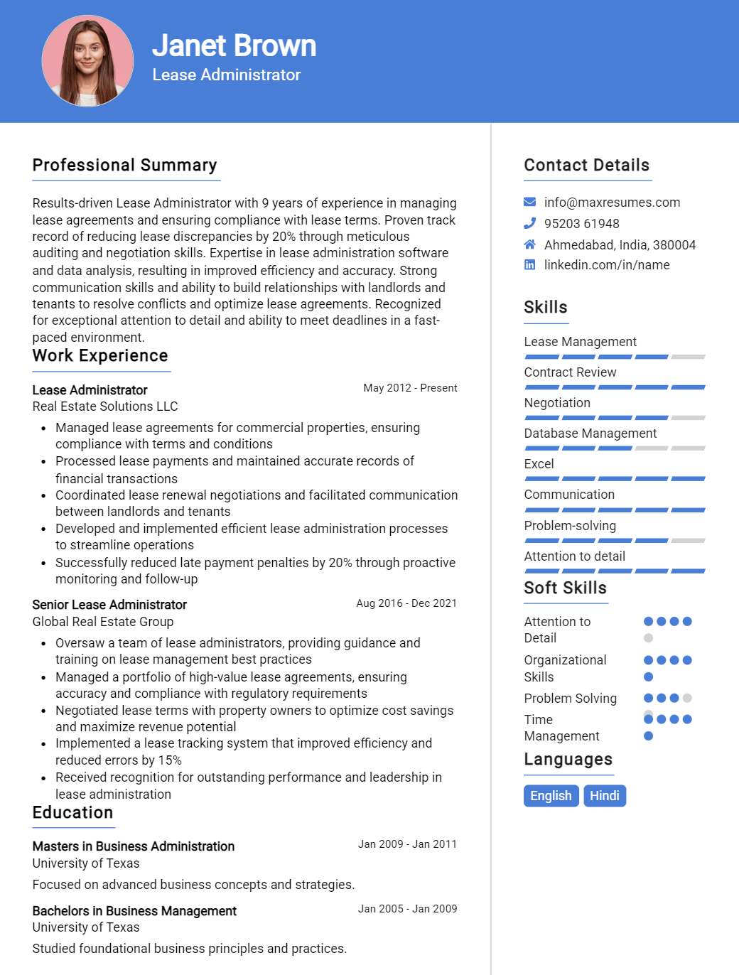 lease-administrator-resume-sample