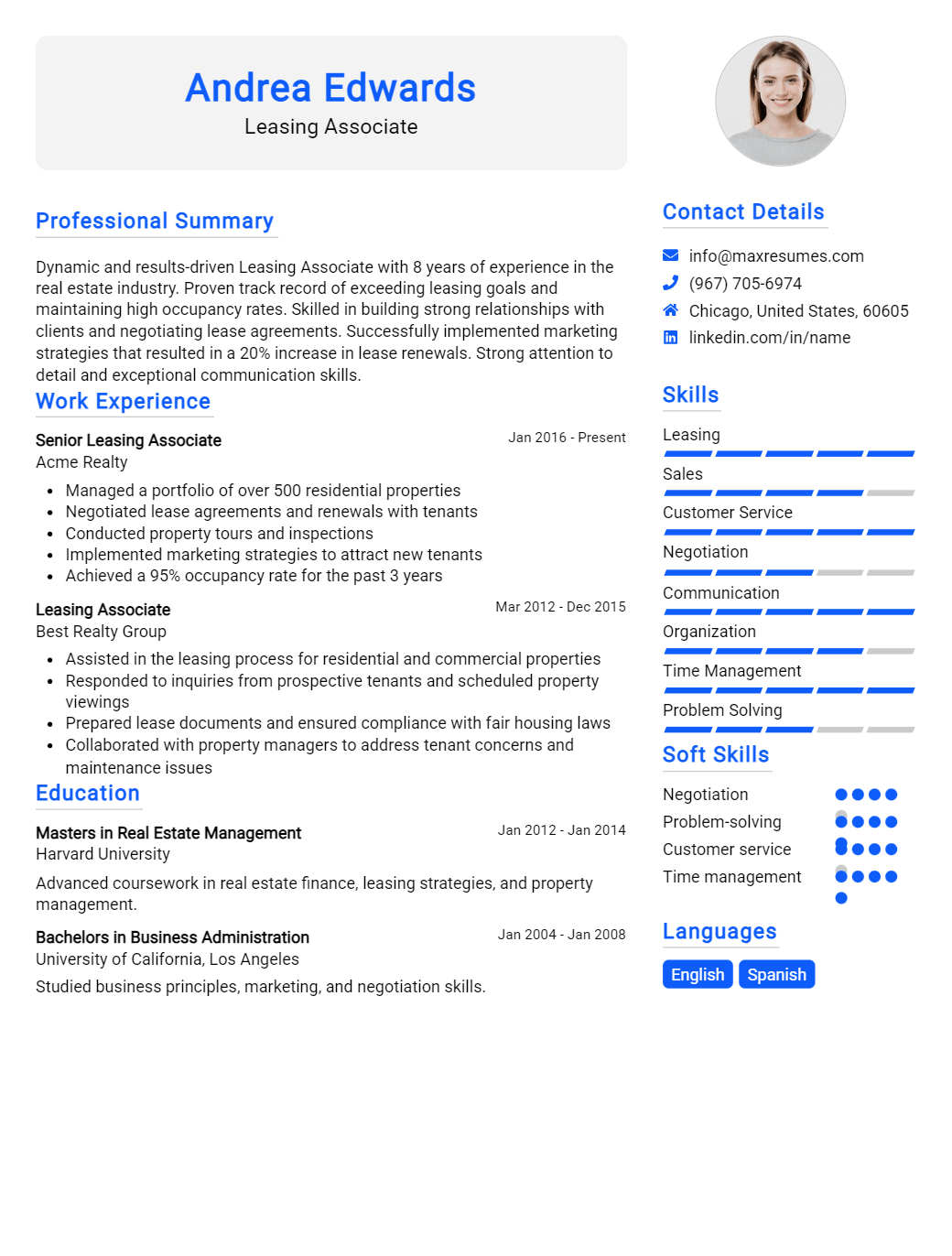 leasing-associate-resume-sample