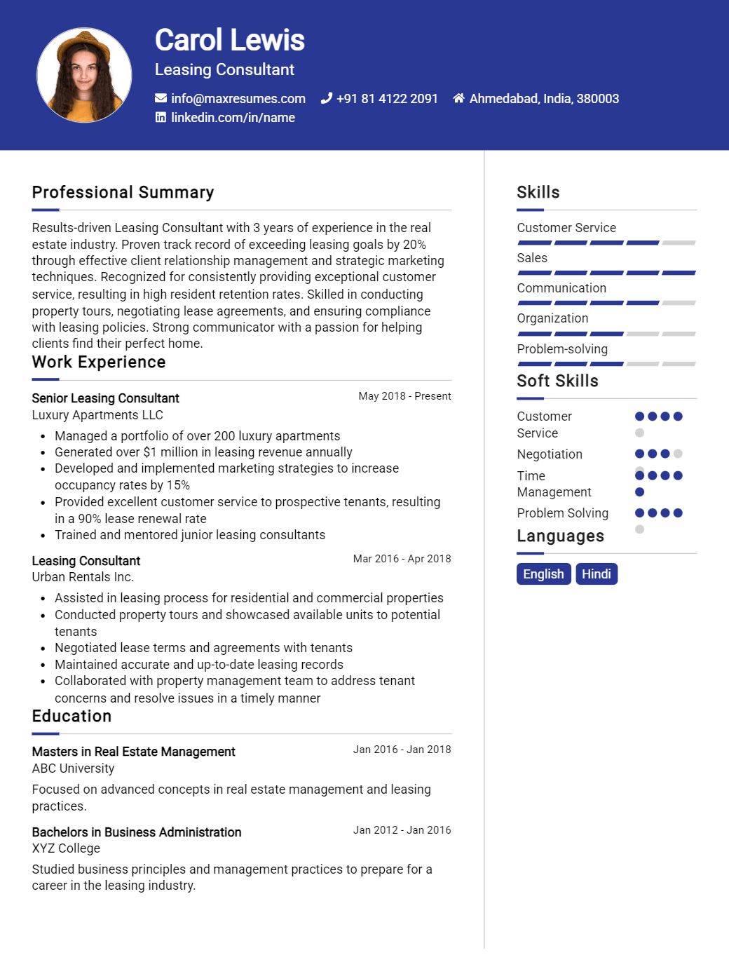 leasing-consultant-resume-sample