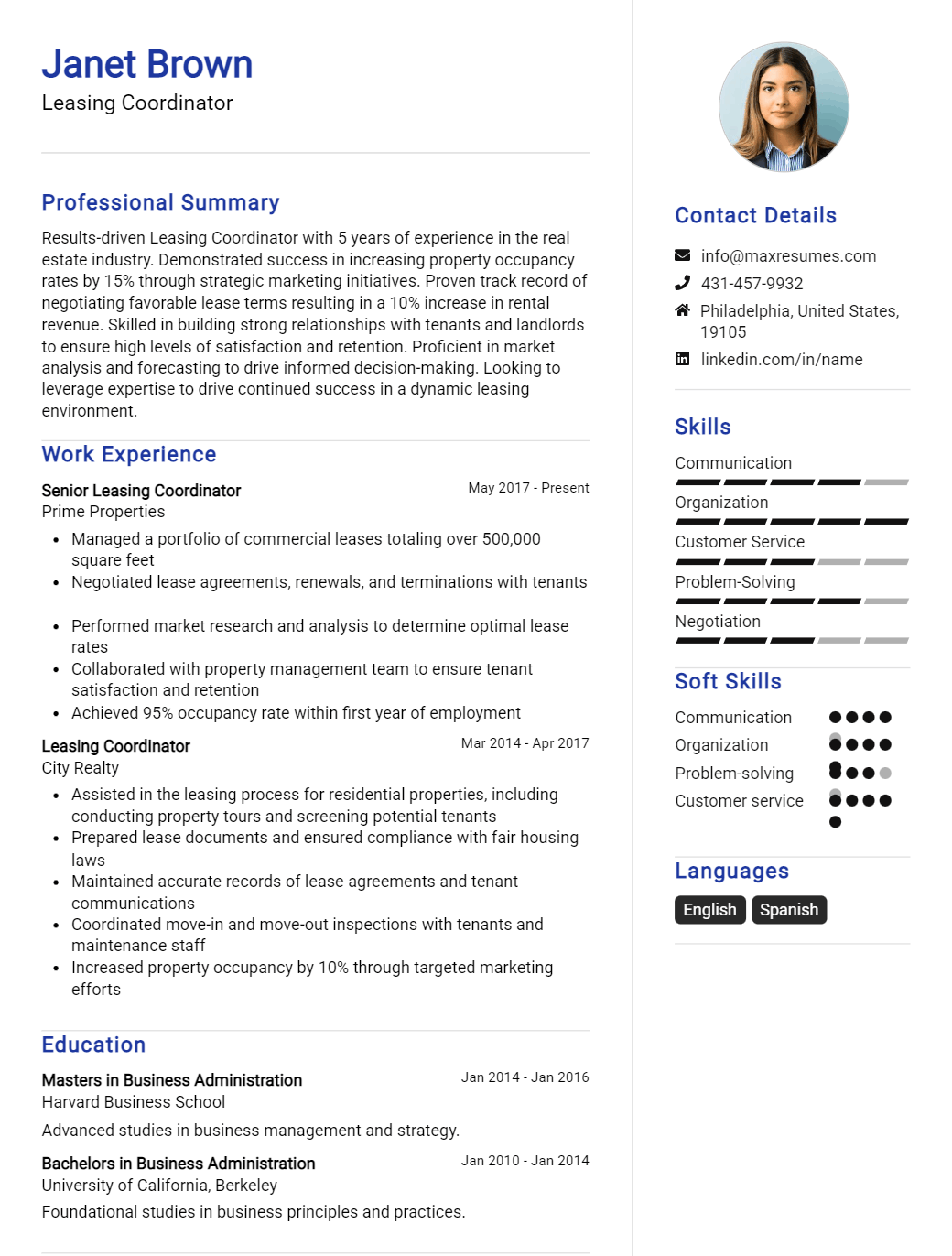 leasing-coordinator-resume-sample