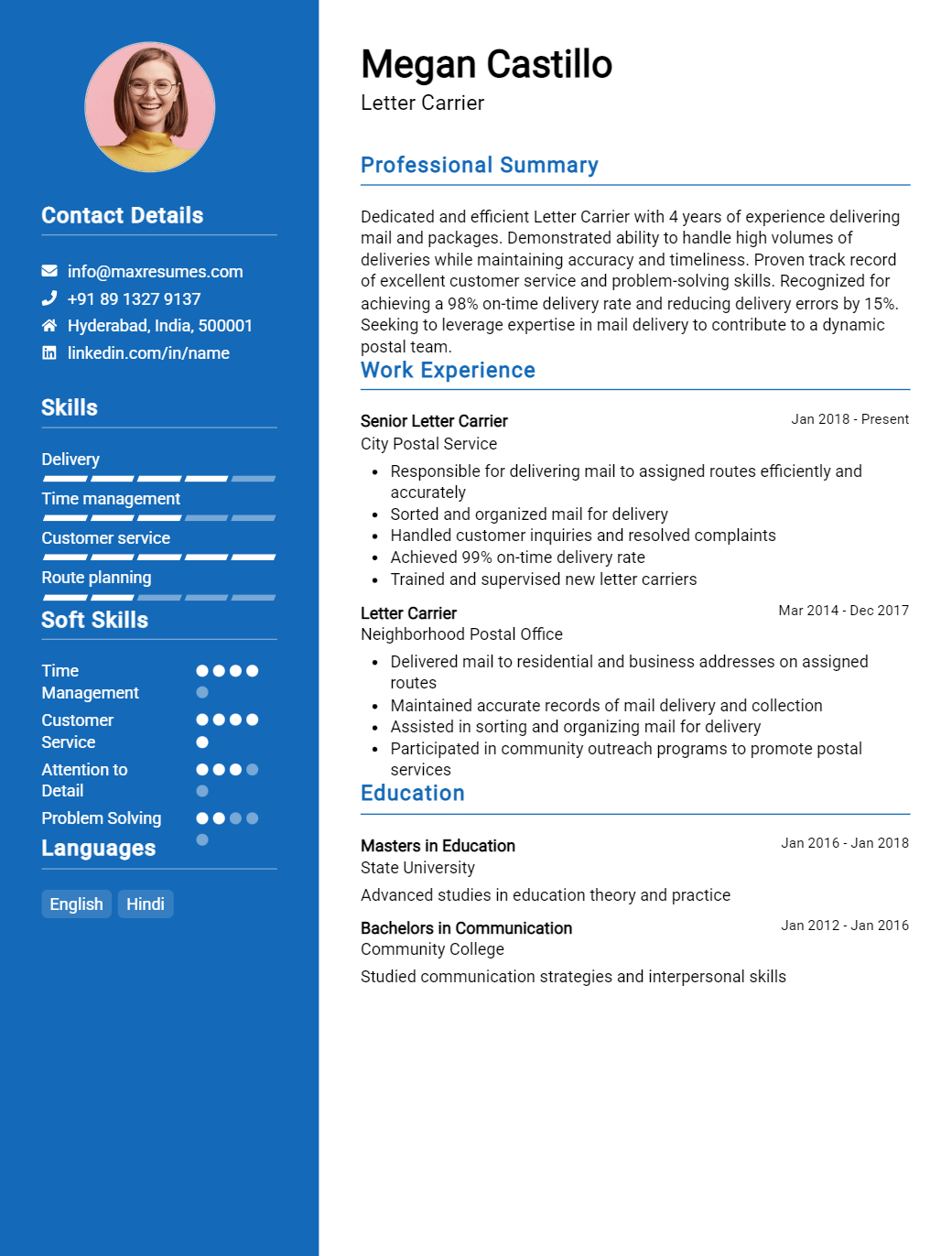 letter-carrier-resume-sample