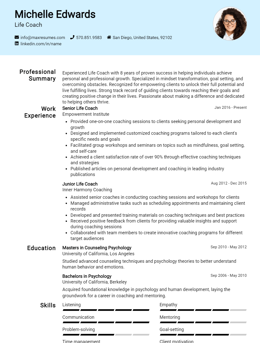 life-coach-resume-sample