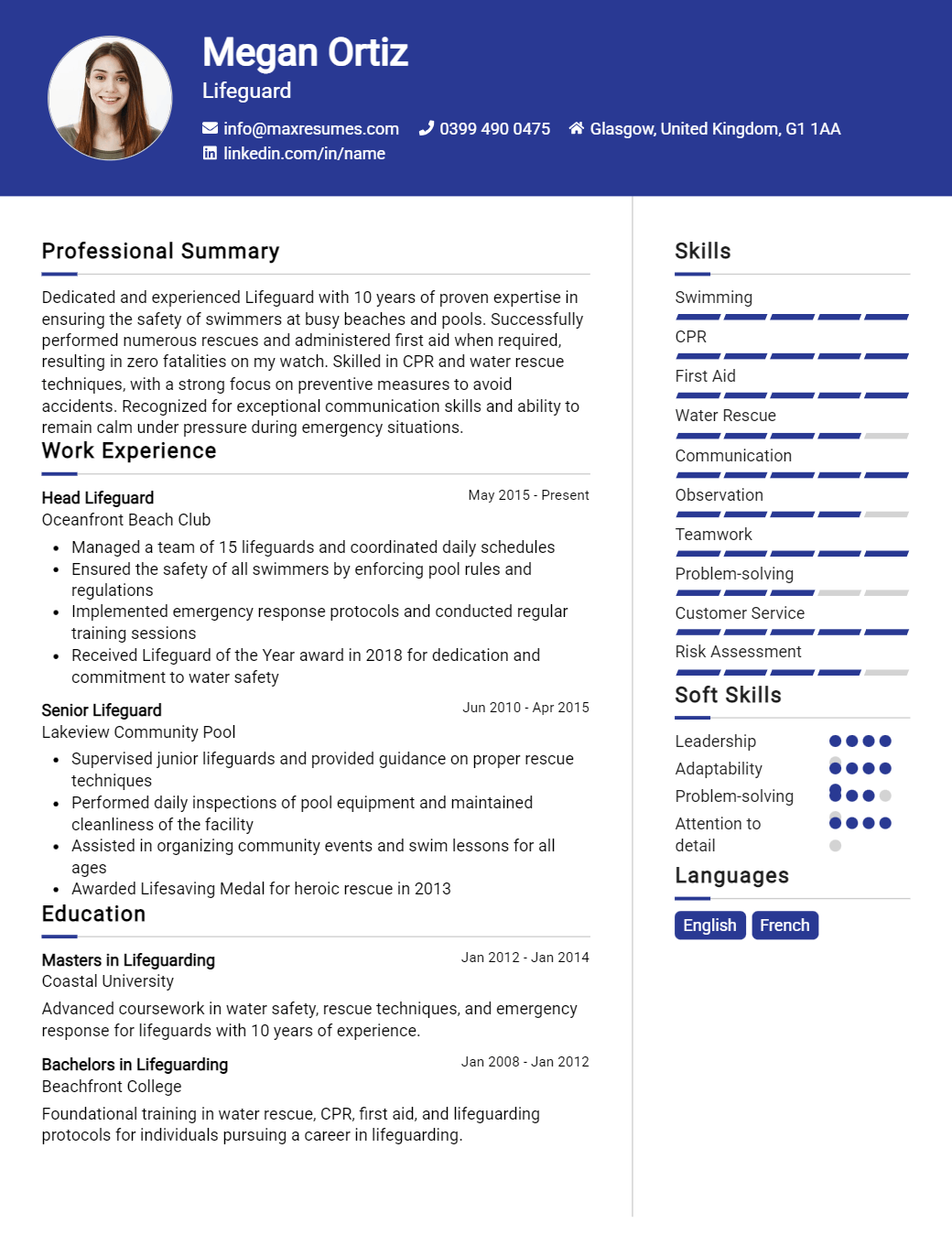 lifeguard-resume-sample