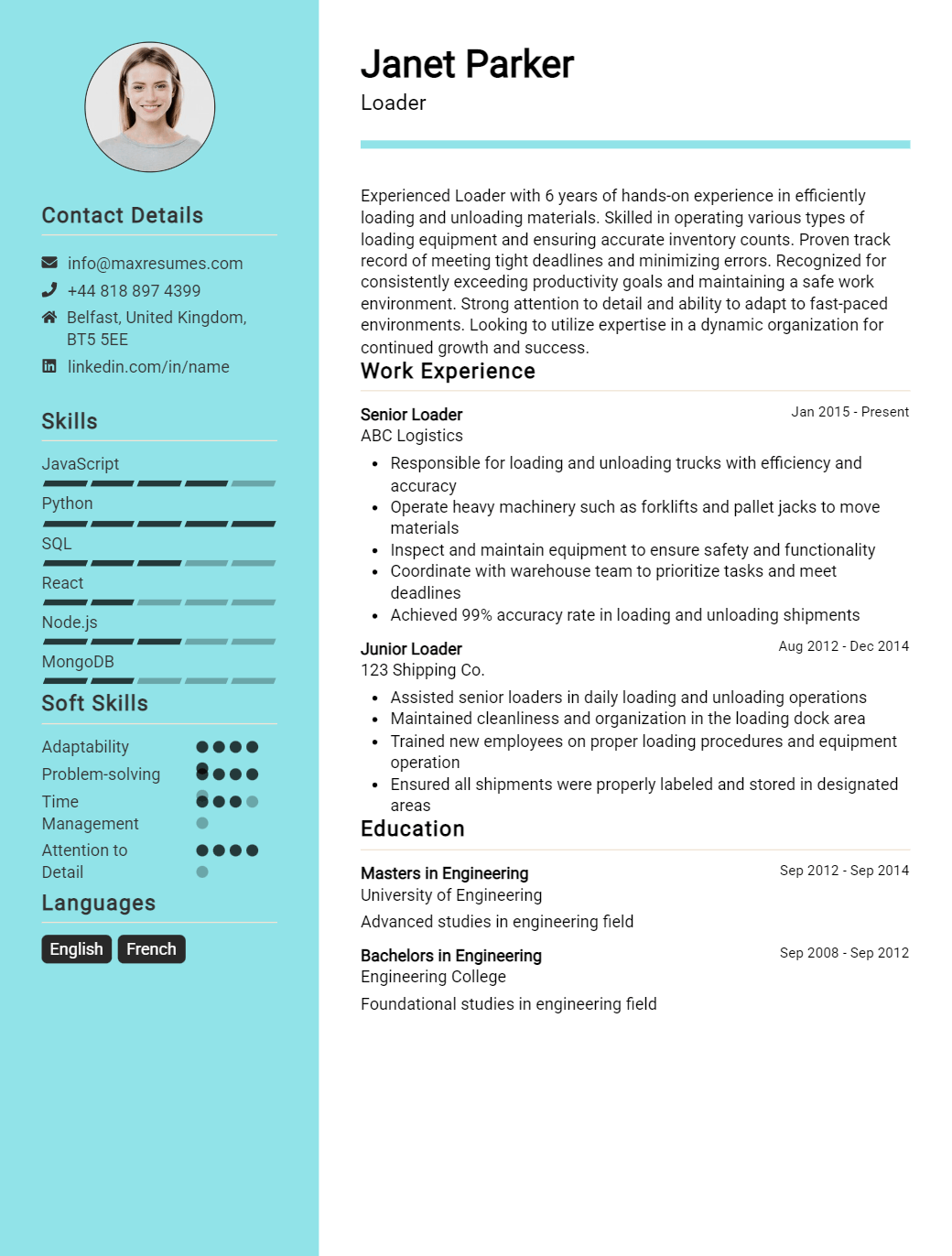 loader-resume-sample