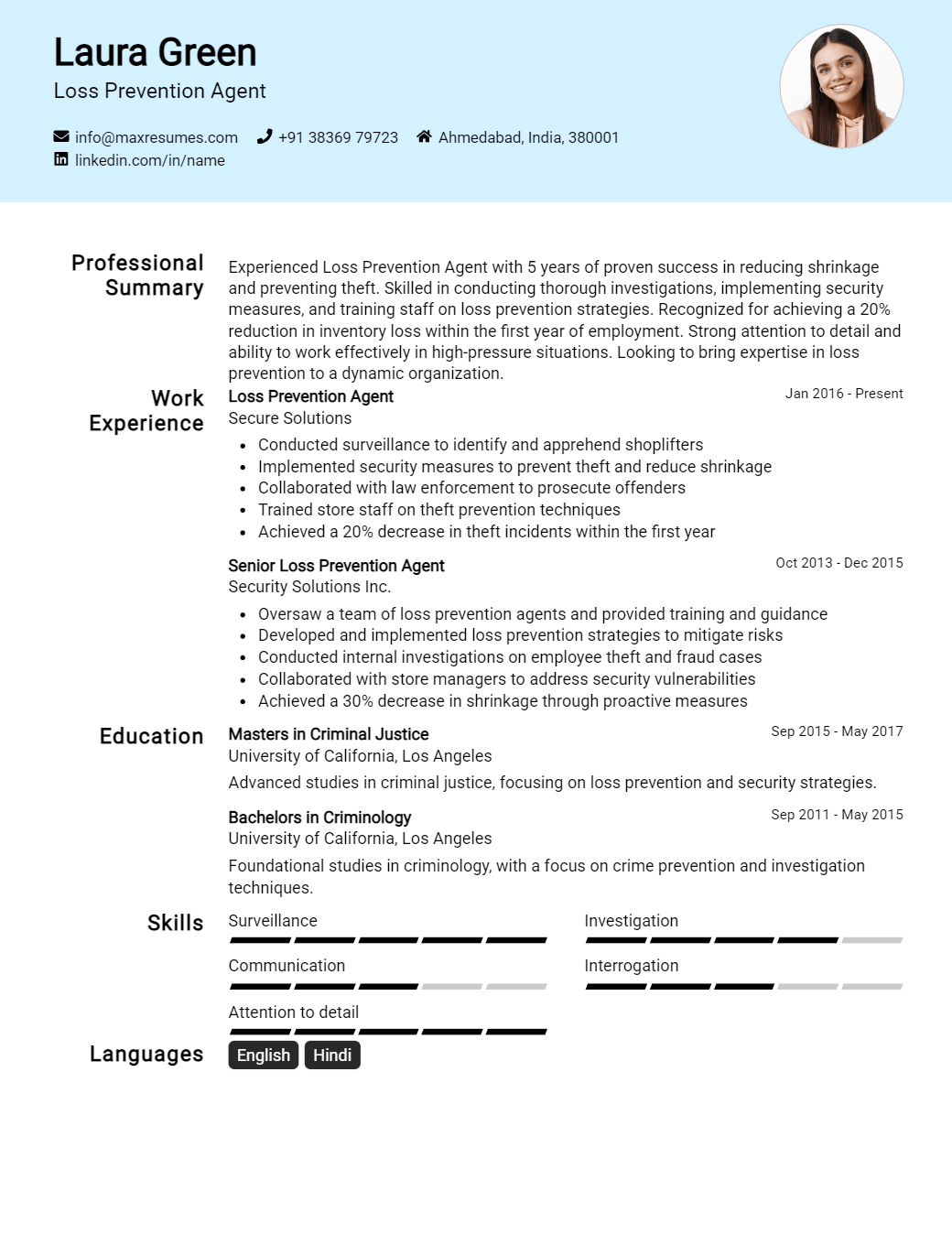loss-prevention-agent-resume-sample