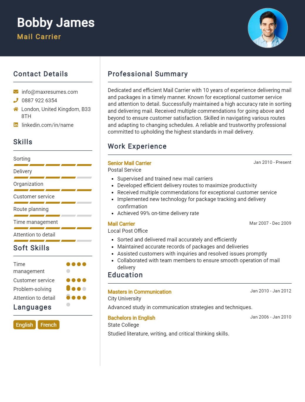 mail-carrier-resume-sample
