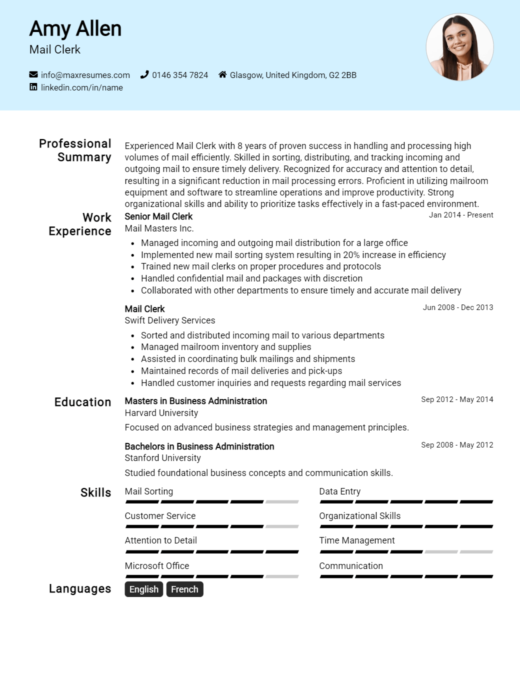mail-clerk-resume-sample