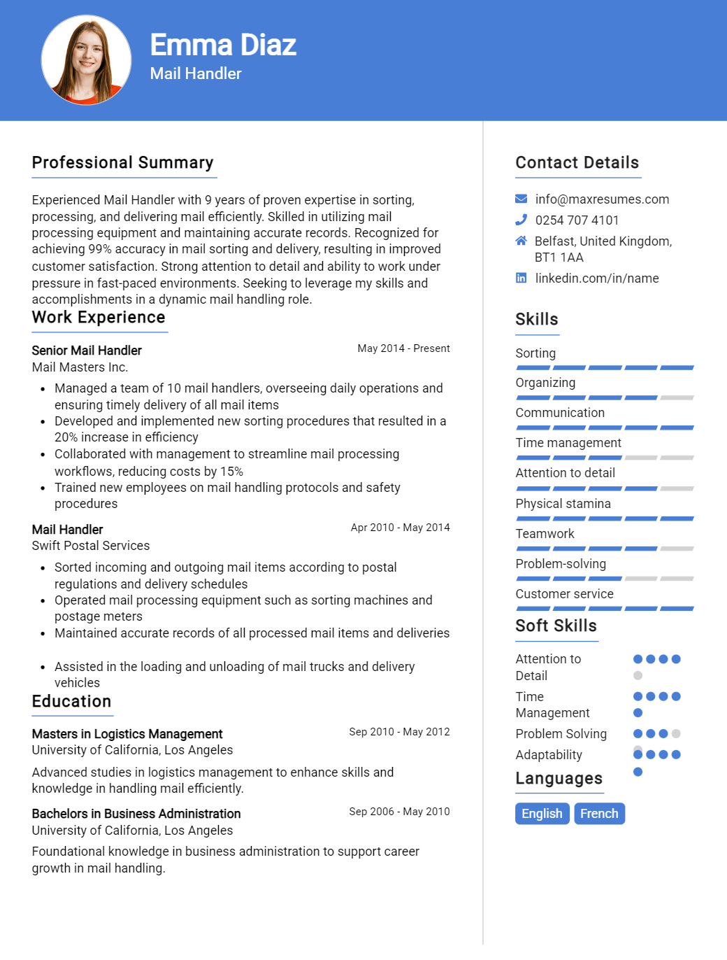 mail-handler-resume-sample