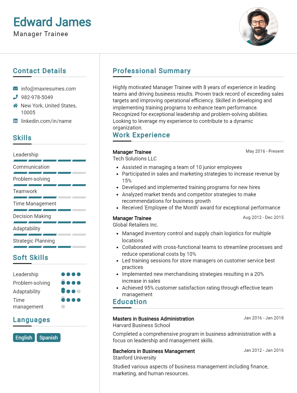 manager-trainee-resume-sample