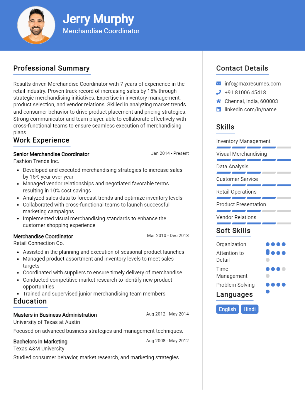 merchandise-coordinator-resume-sample
