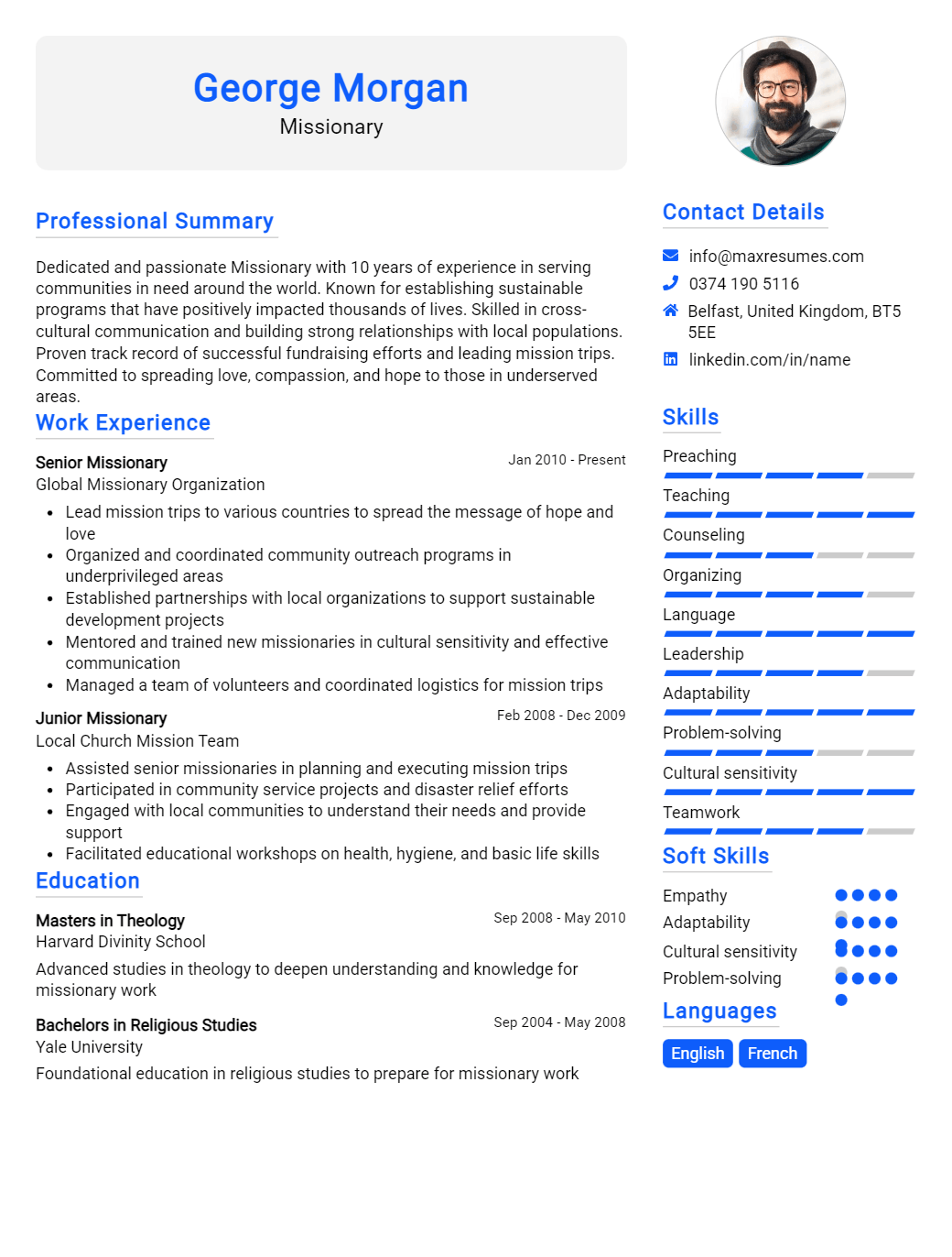 missionary-resume-sample