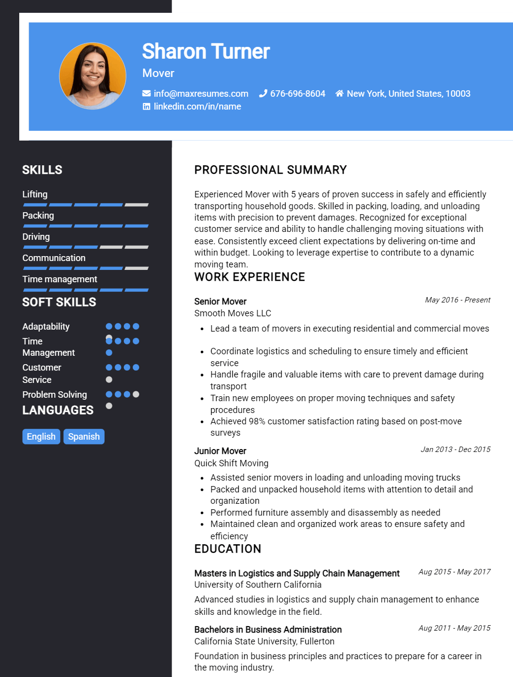 mover-resume-sample