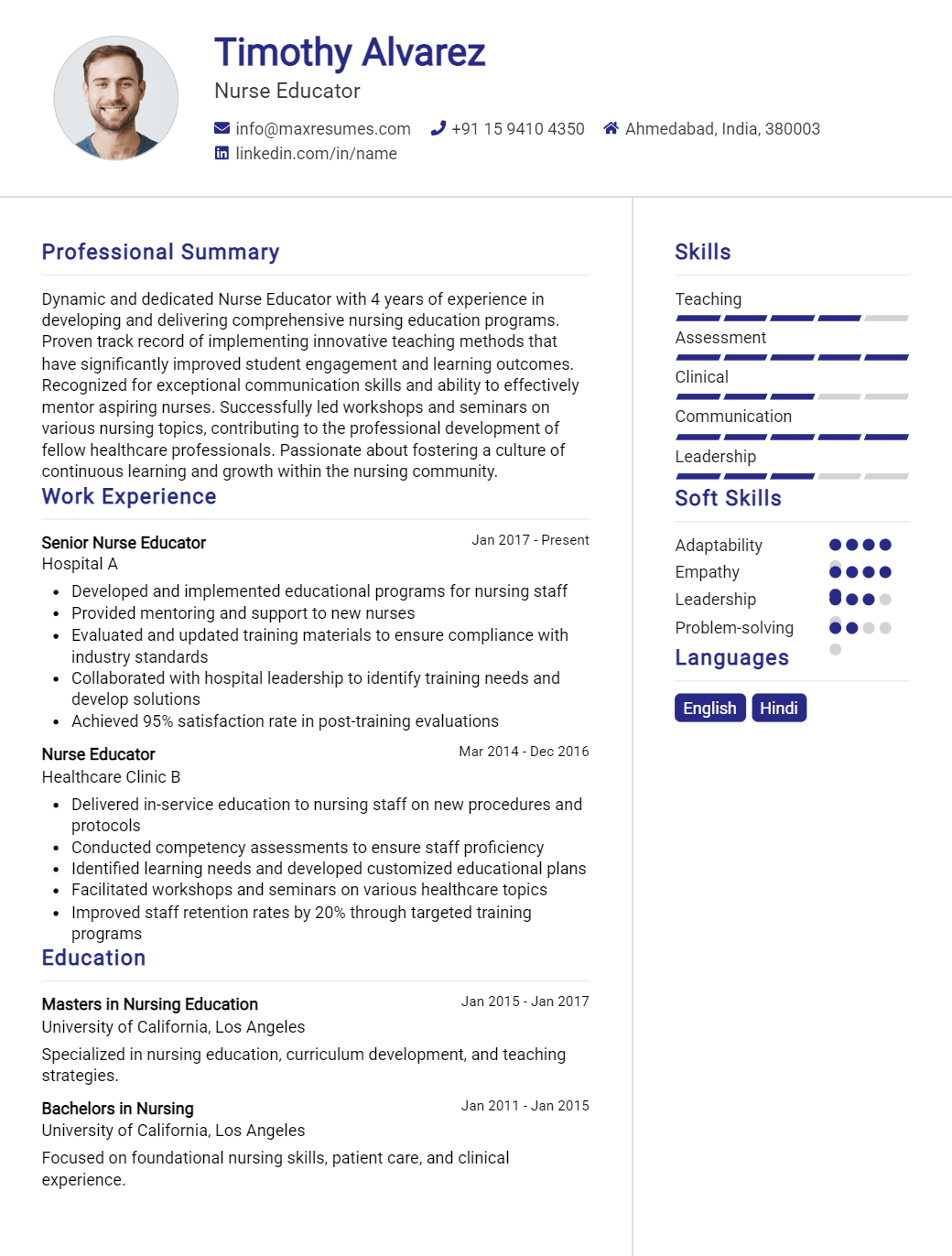 nurse-educator-resume-sample