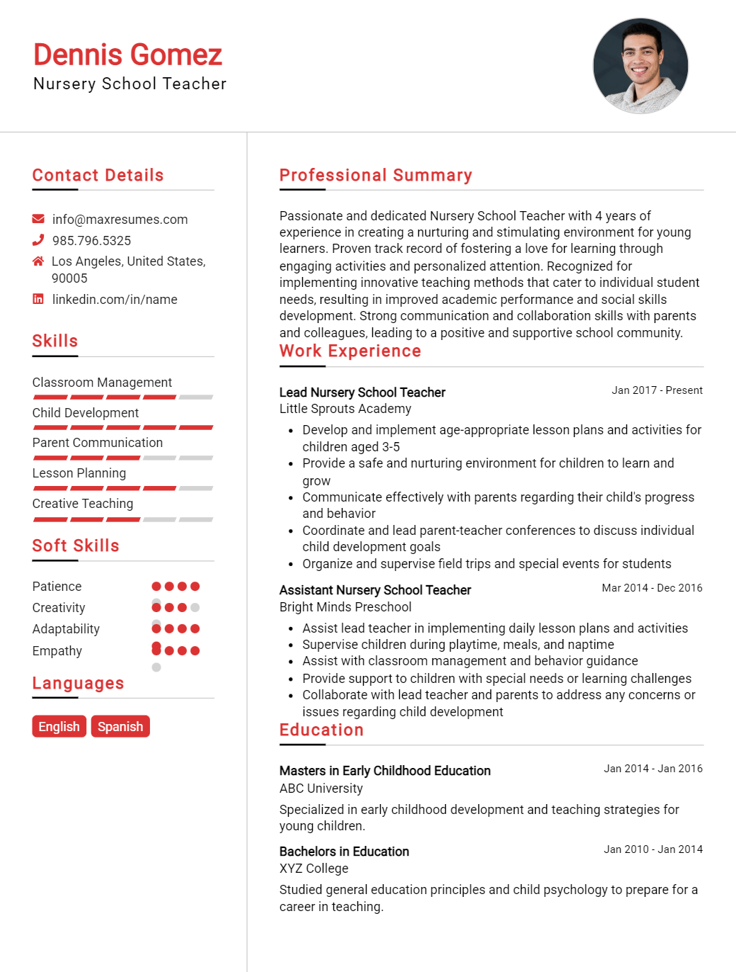 nursery-school-teacher-resume-sample