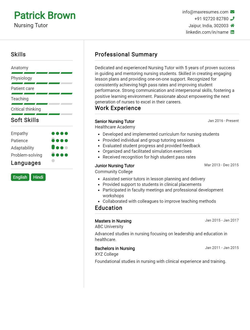 nursing-tutor-resume-sample