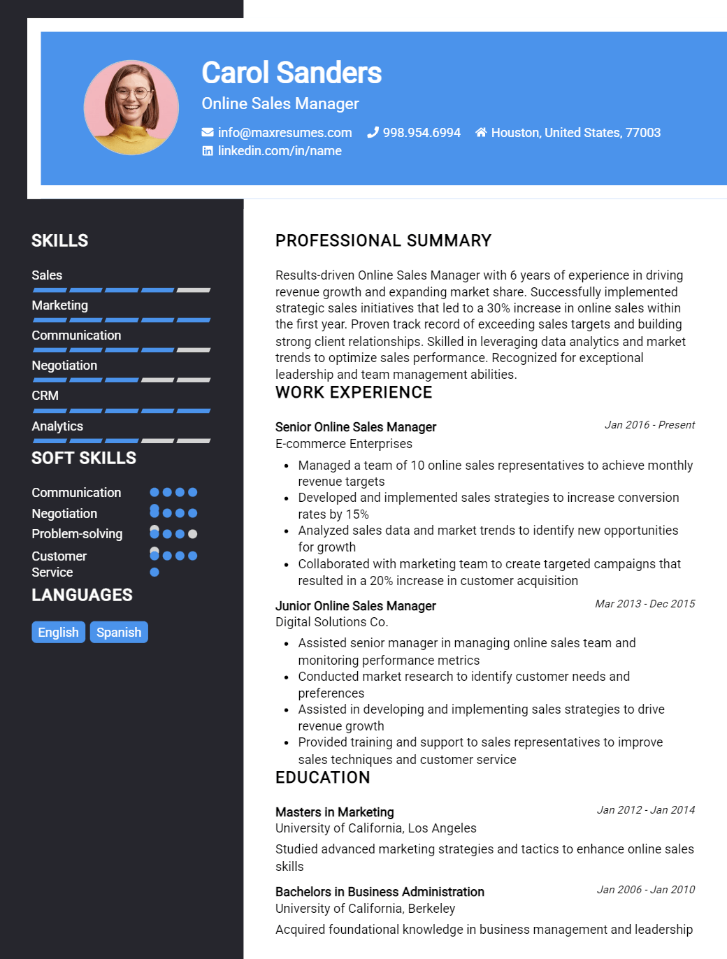 online-sales-manager-resume-sample