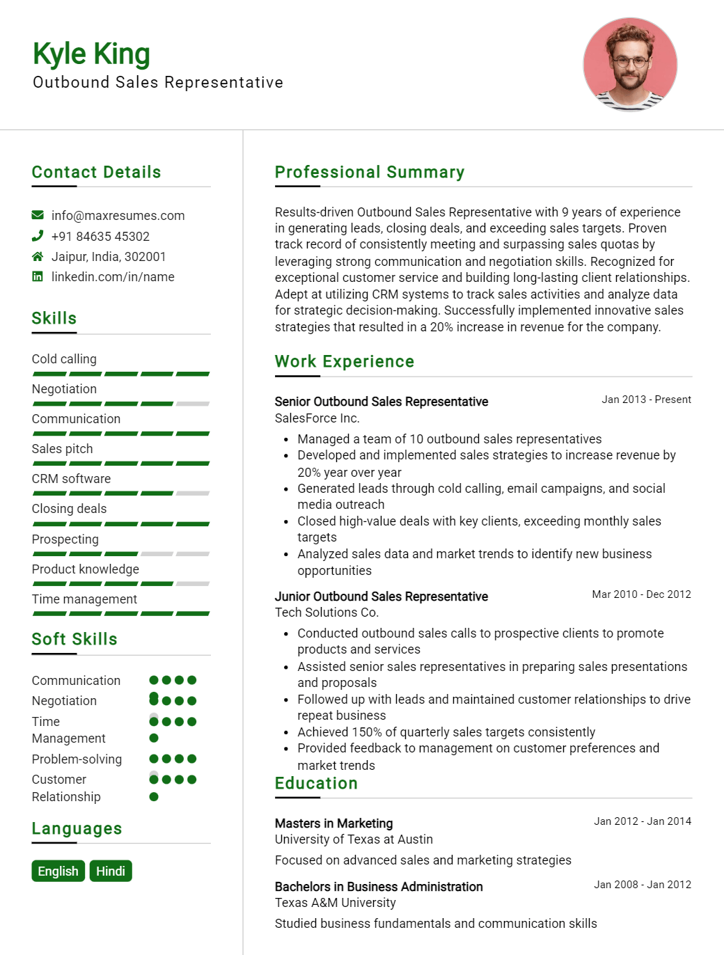 outbound-sales-representative-resume-sample