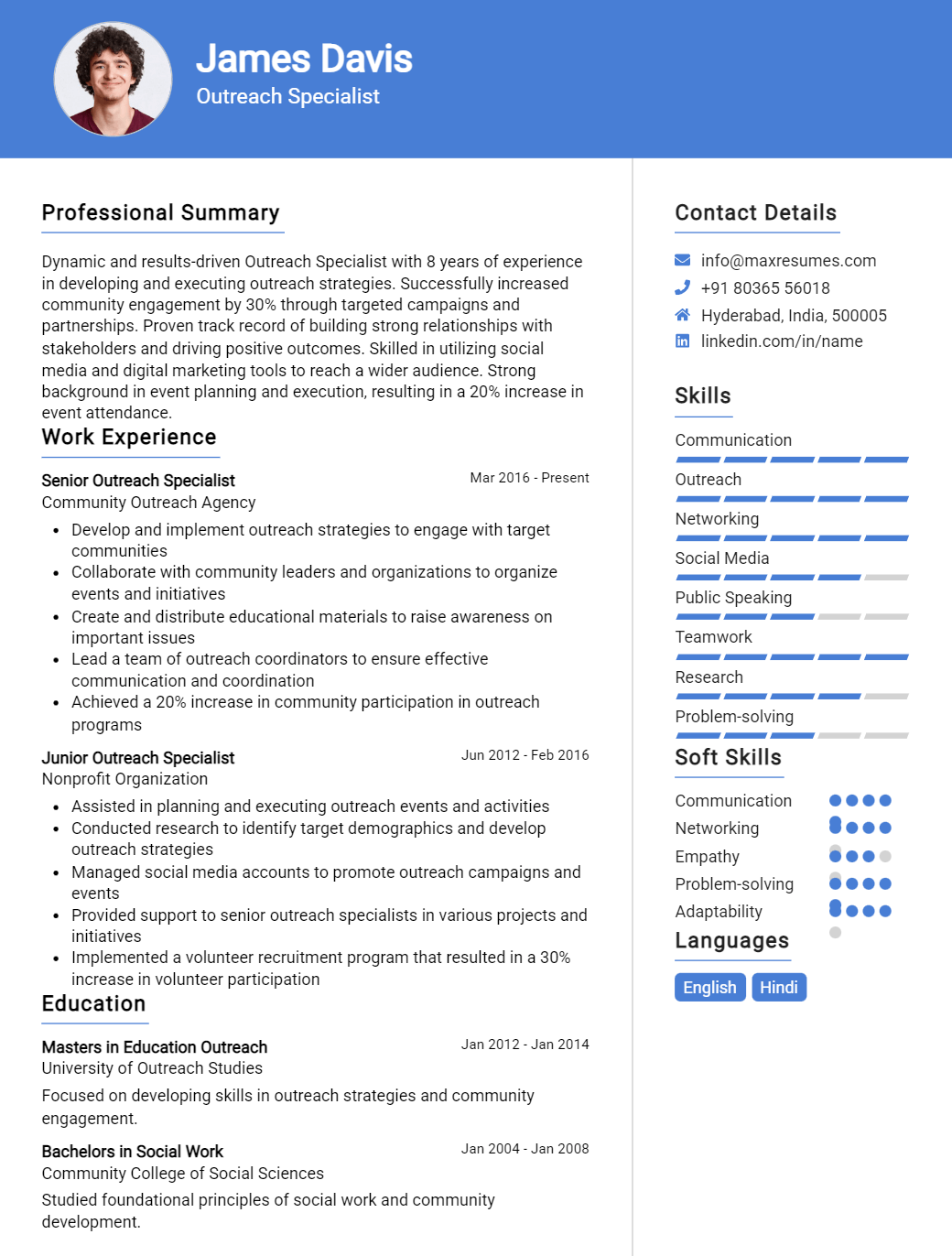 outreach-specialist-resume-sample