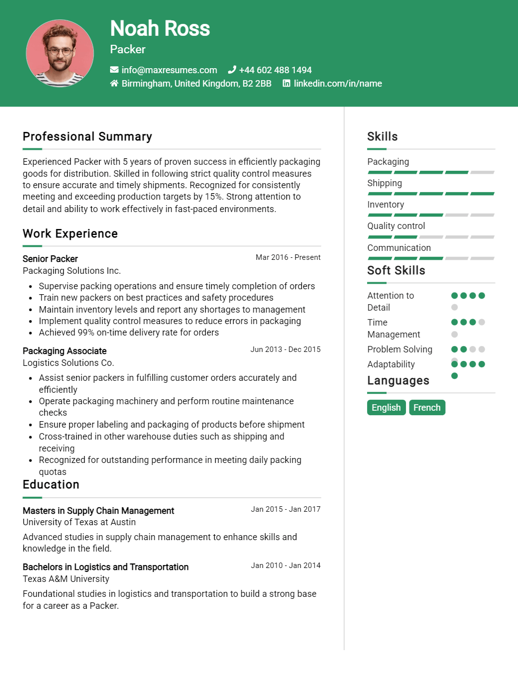 packer-resume-sample