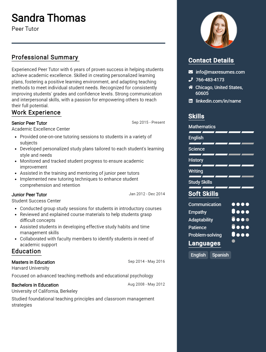 peer-tutor-resume-sample