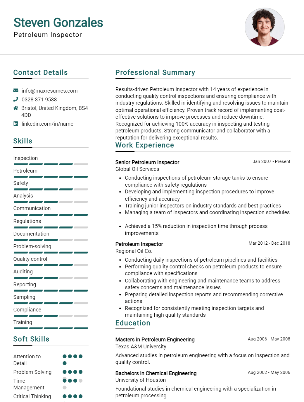 petroleum-inspector-resume-sample