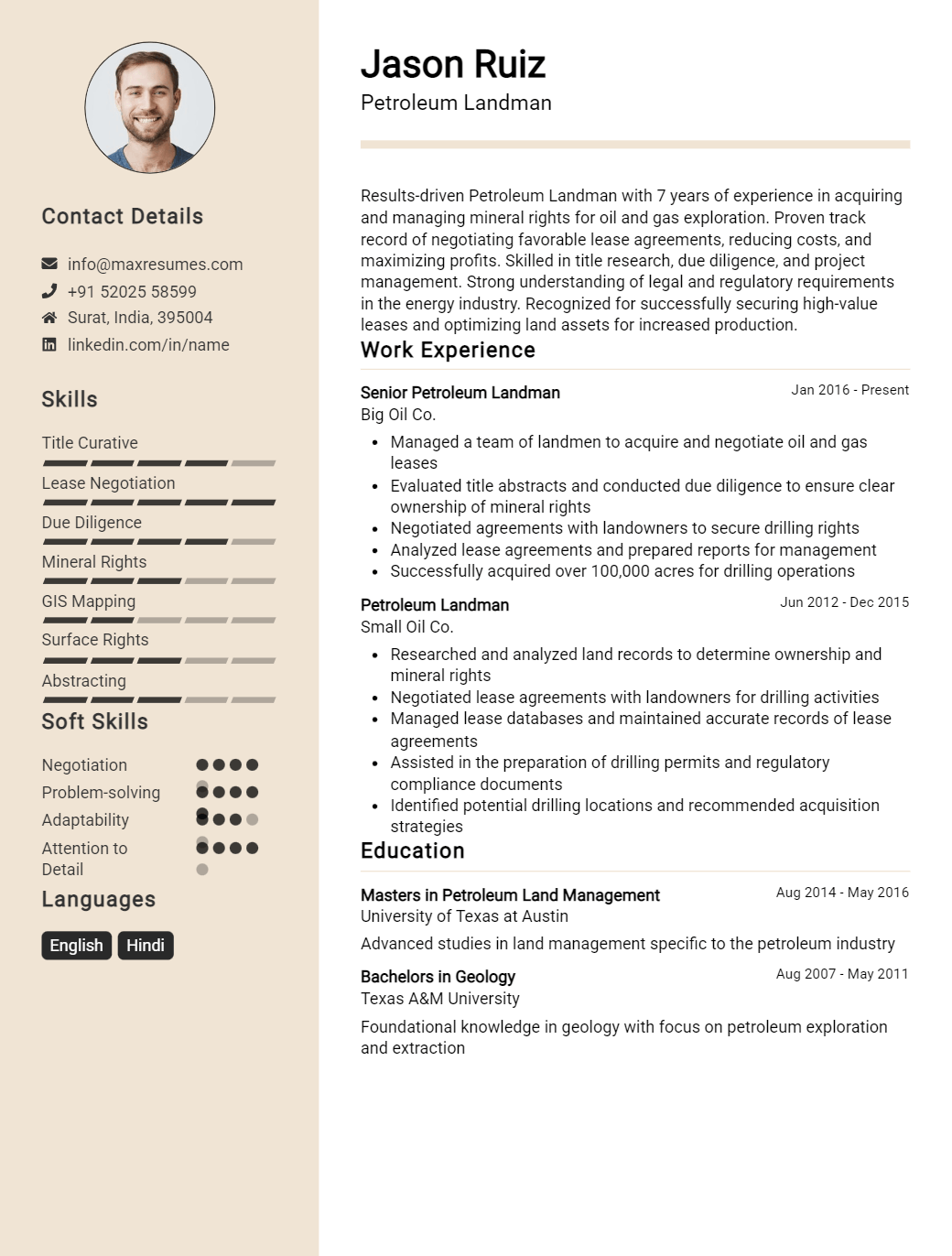 petroleum-landman-resume-sample