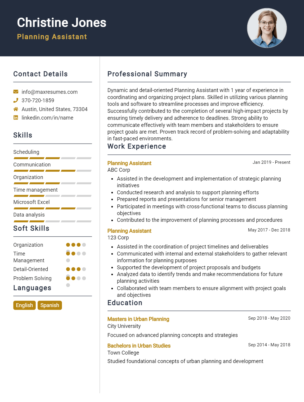 planning-assistant-resume-sample