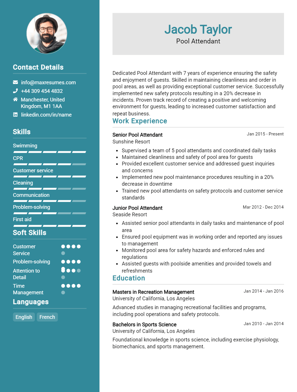 pool-attendant-resume-sample