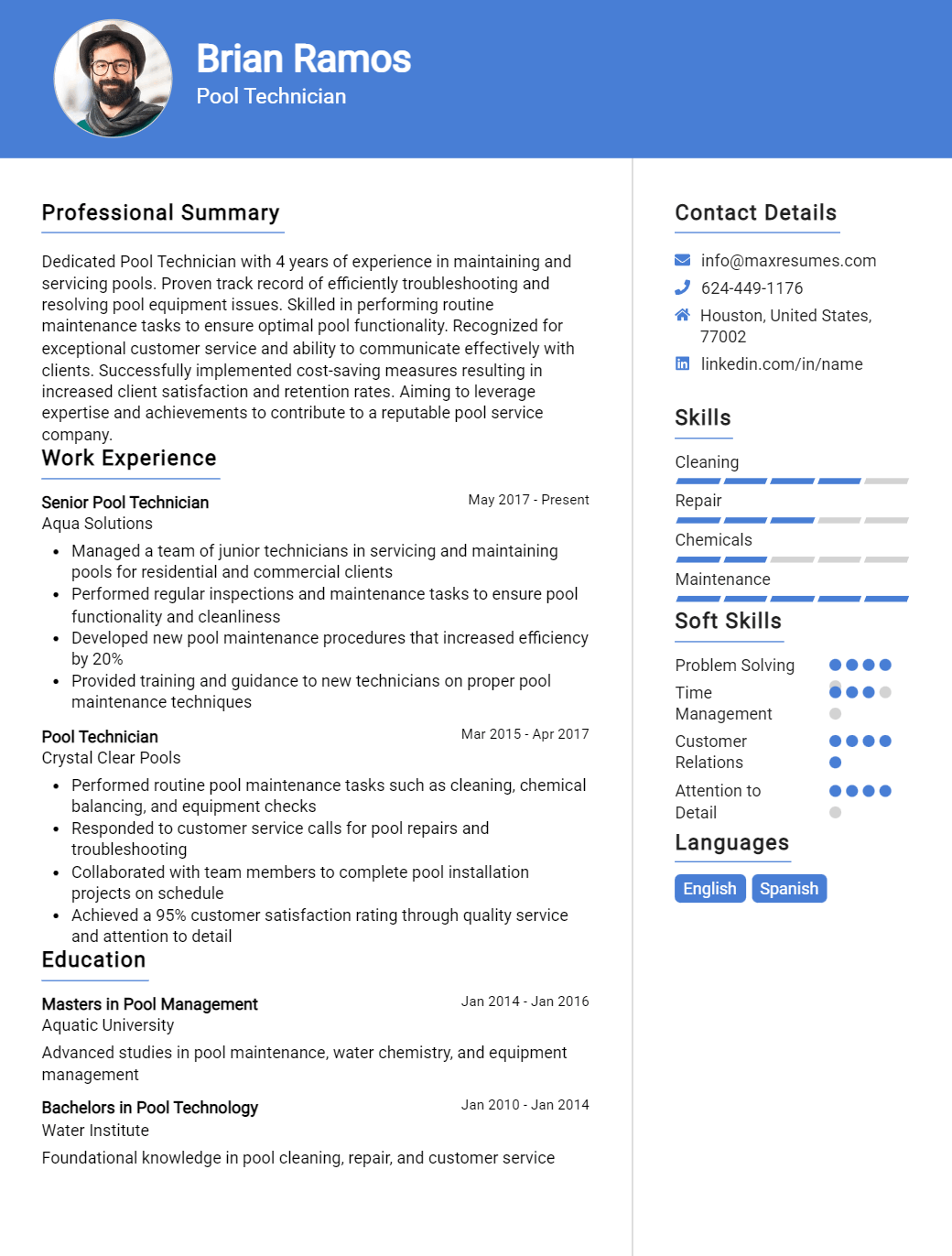 pool-technician-resume-sample
