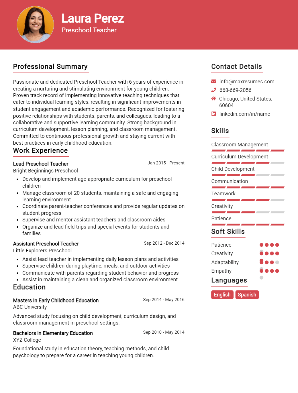 preschool-teacher-resume-sample