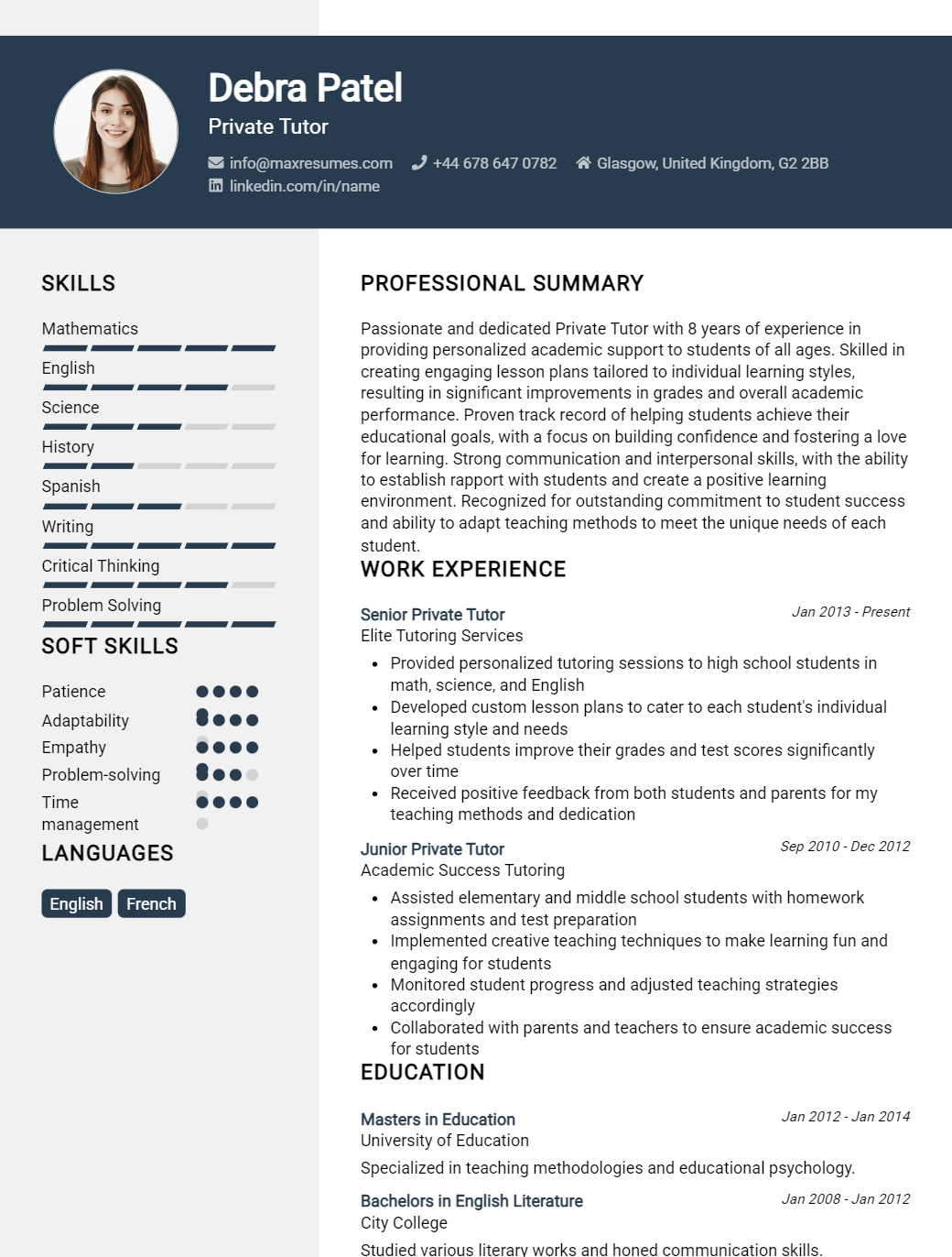 private-tutor-resume-sample