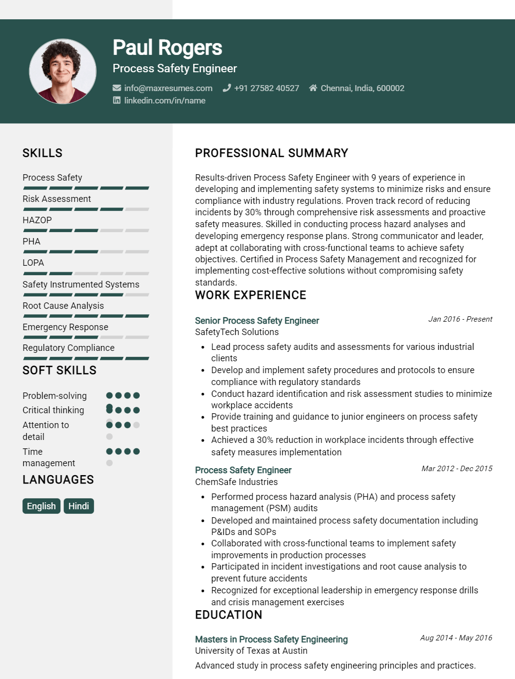 process-safety-engineer-resume-sample