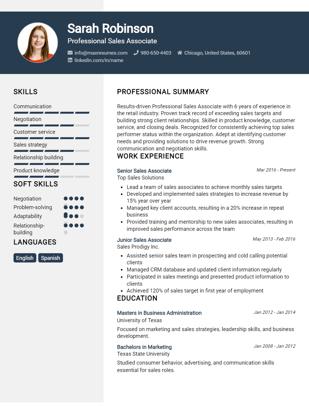 professional-sales-associate-resume-sample