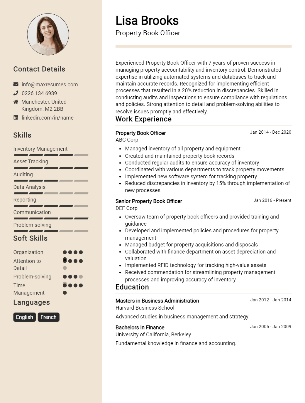property-book-officer-resume-sample