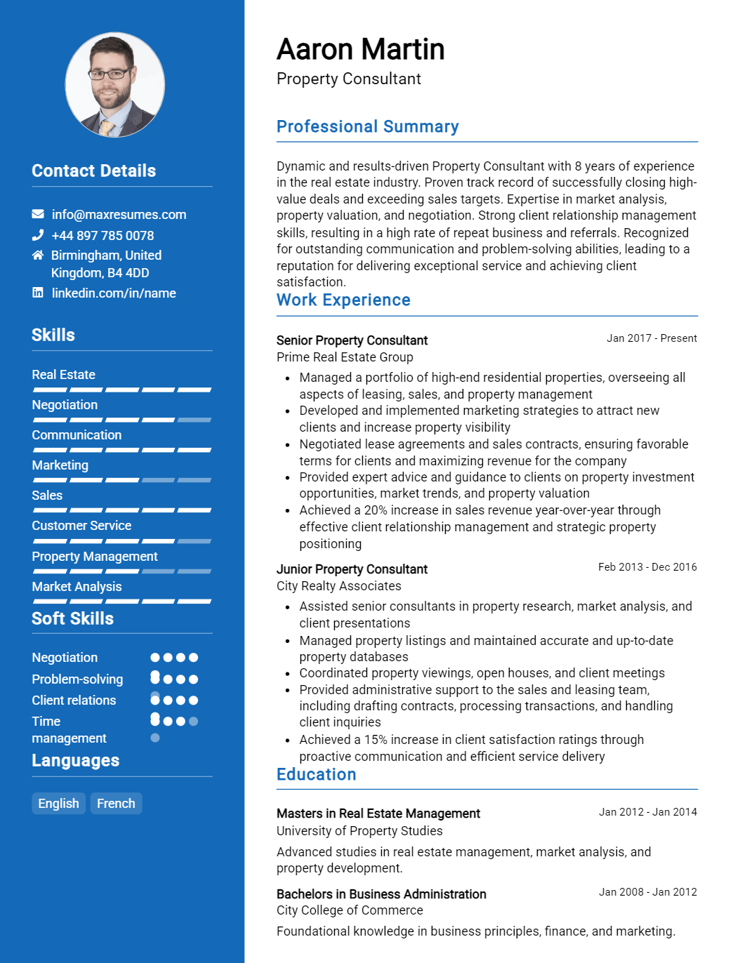 property-consultant-resume-sample