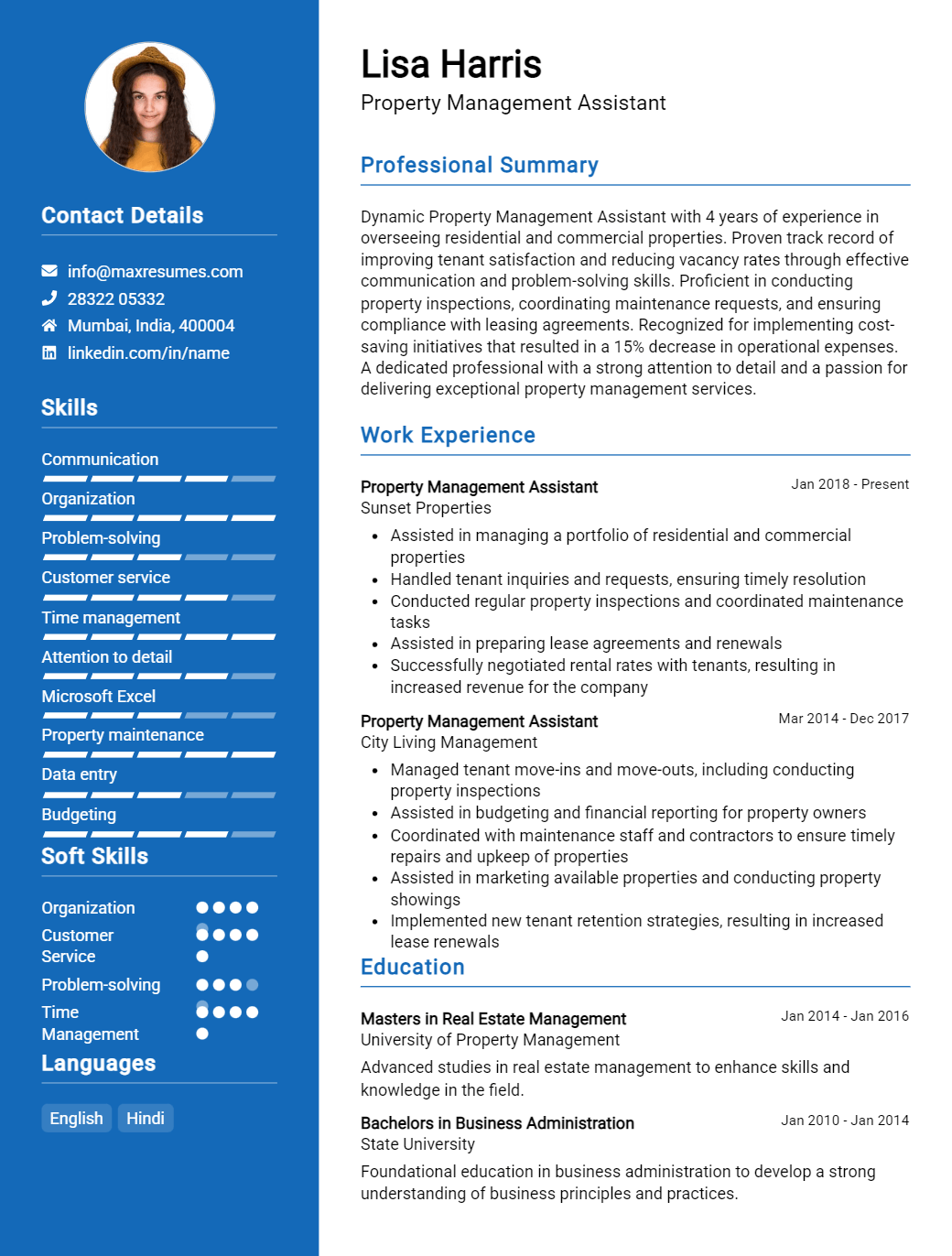 property-management-assistant-resume-sample