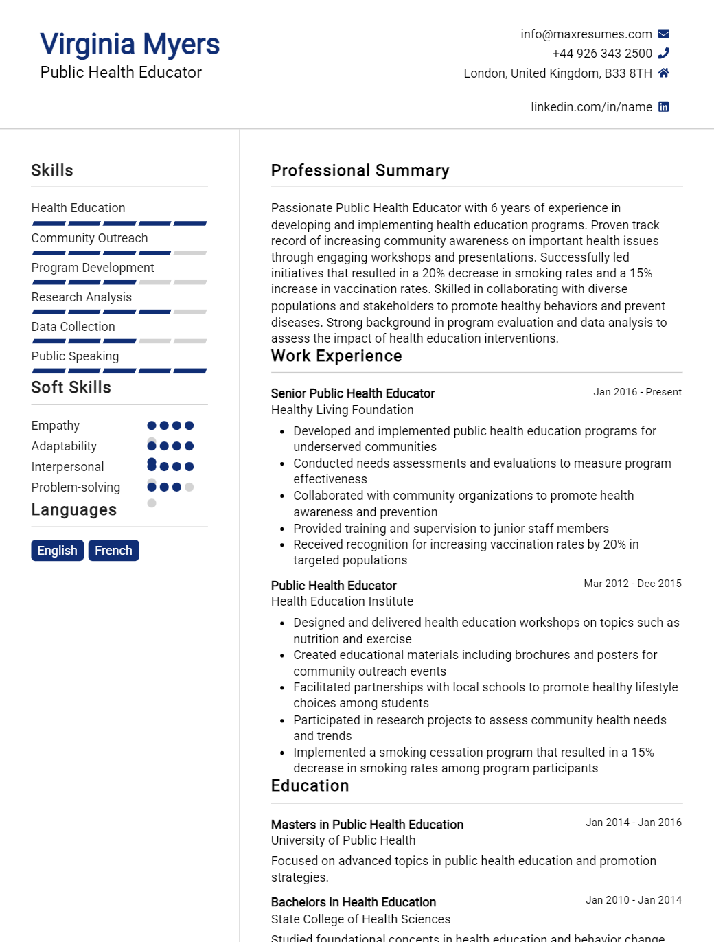 public-health-educator-resume-sample